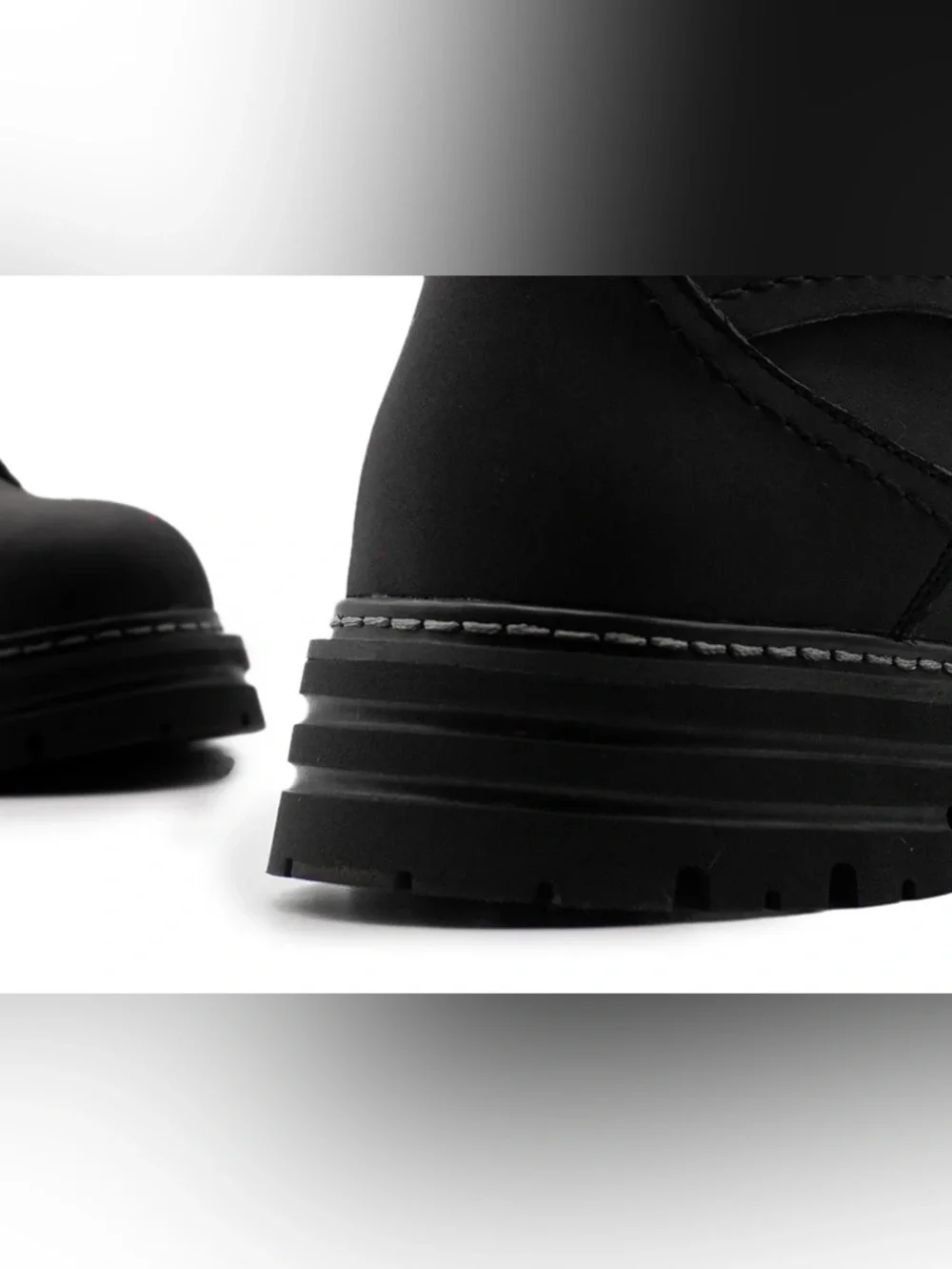 Men's Black Leather Lace-Up Work Boots